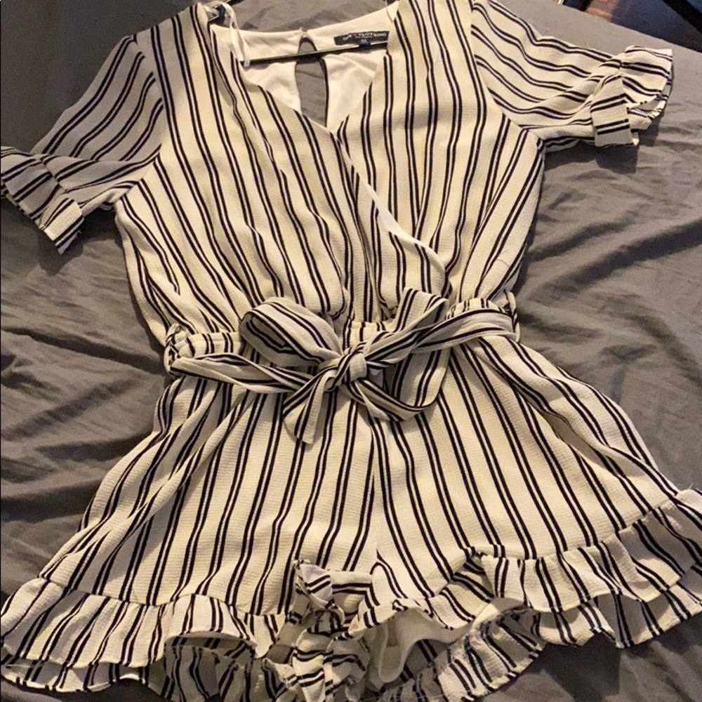 Black and white stripped romper